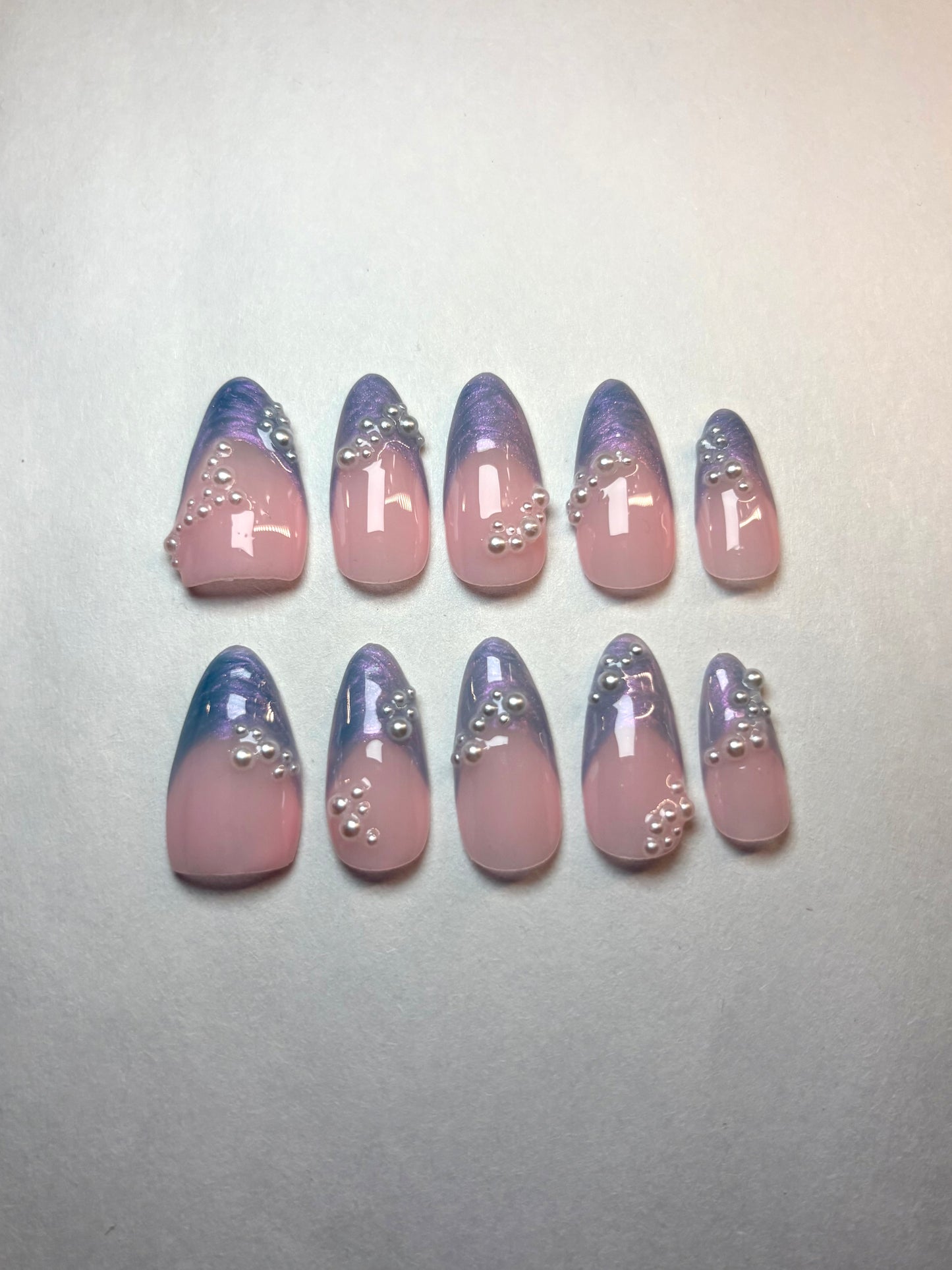 Iridescent Lavender Pearl French Press-On Nails