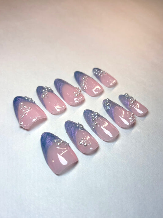 Iridescent Lavender Pearl French Press-On Nails