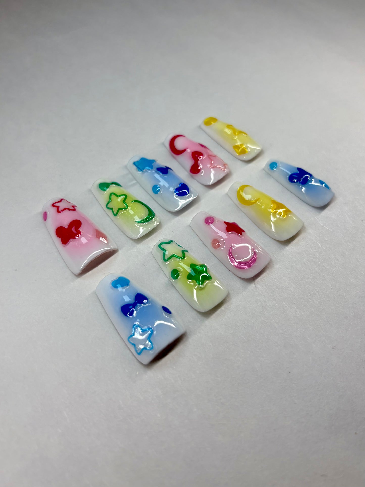 Rainbow Aura Jelly Design Press-On Nails