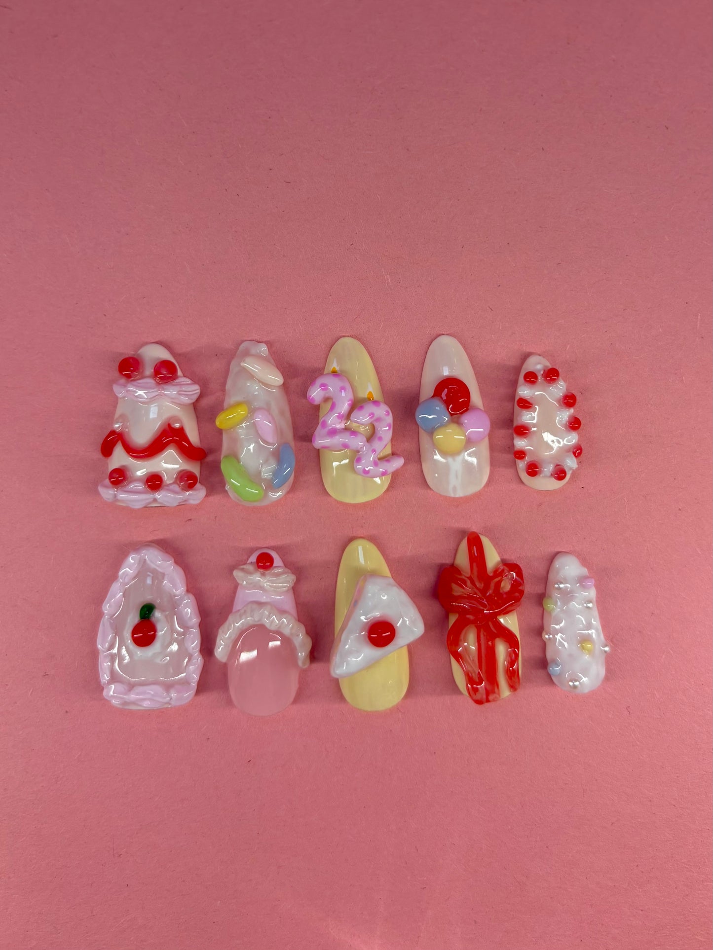 Birthday Cake Icing | Custom Candle Number Press-On Nails