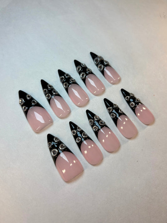 3D Grommet French Tip Press-On Nails