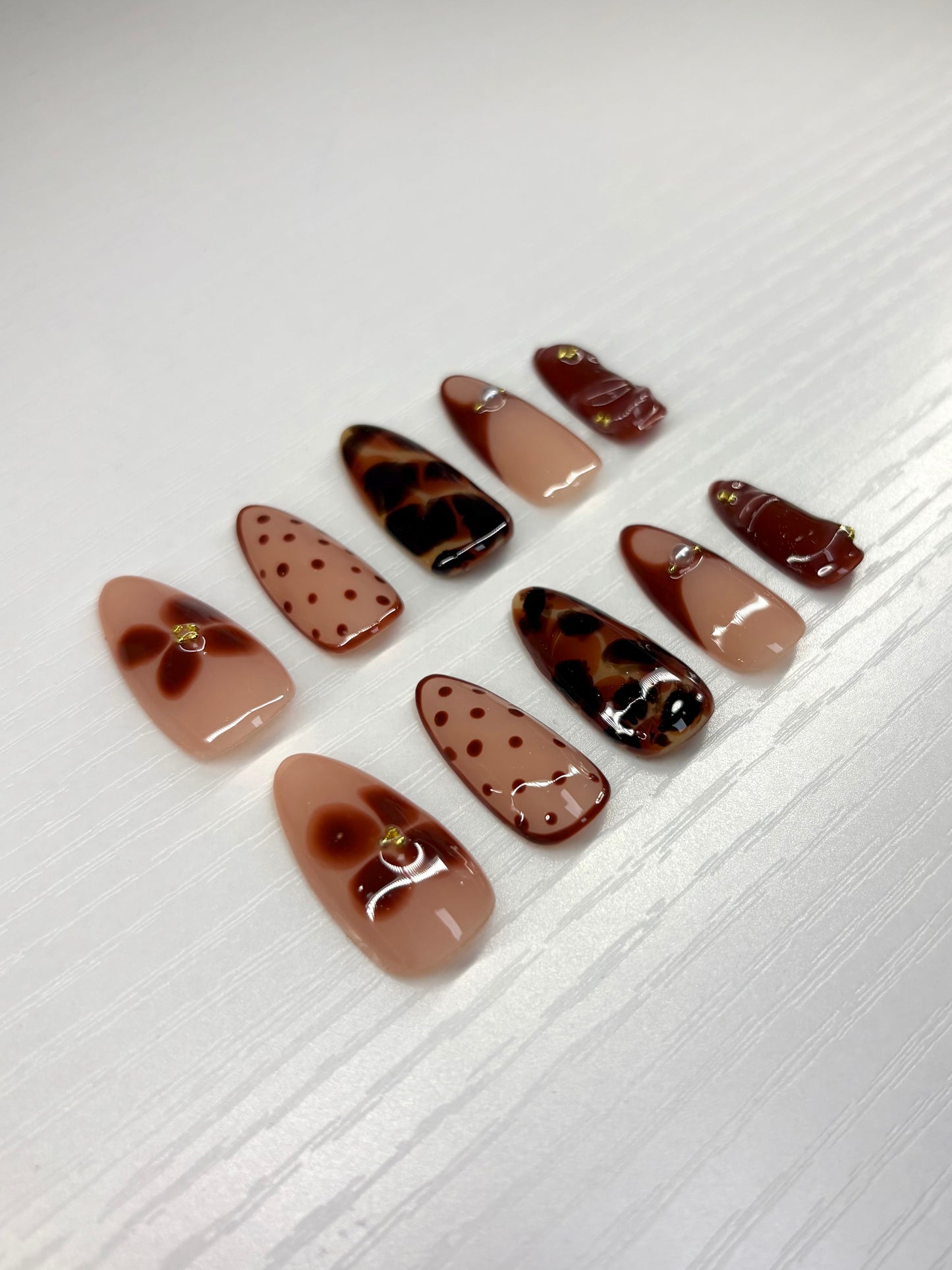 Brown Tortoise Shell Press-On Nails