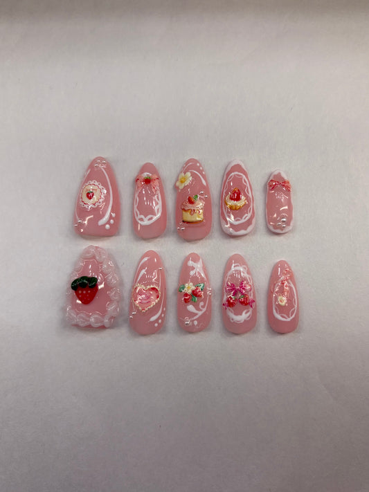 Strawberry Press-On Nails