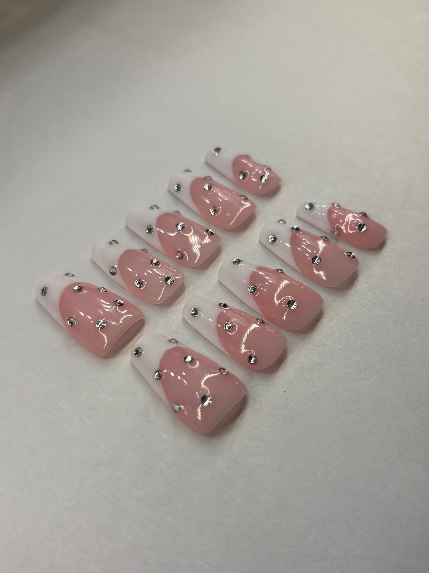 Bedazzled French Tip Press-On Nails