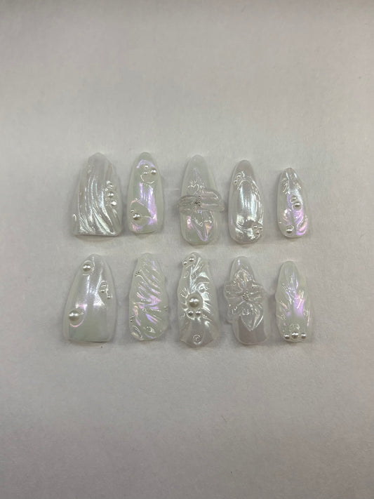 Iridescent Pearl Press-On Nails