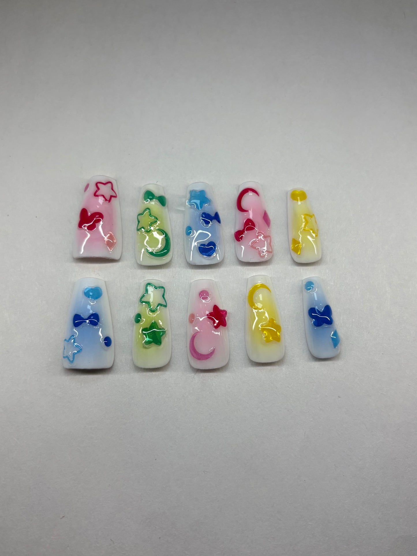 Rainbow Aura Jelly Design Press-On Nails
