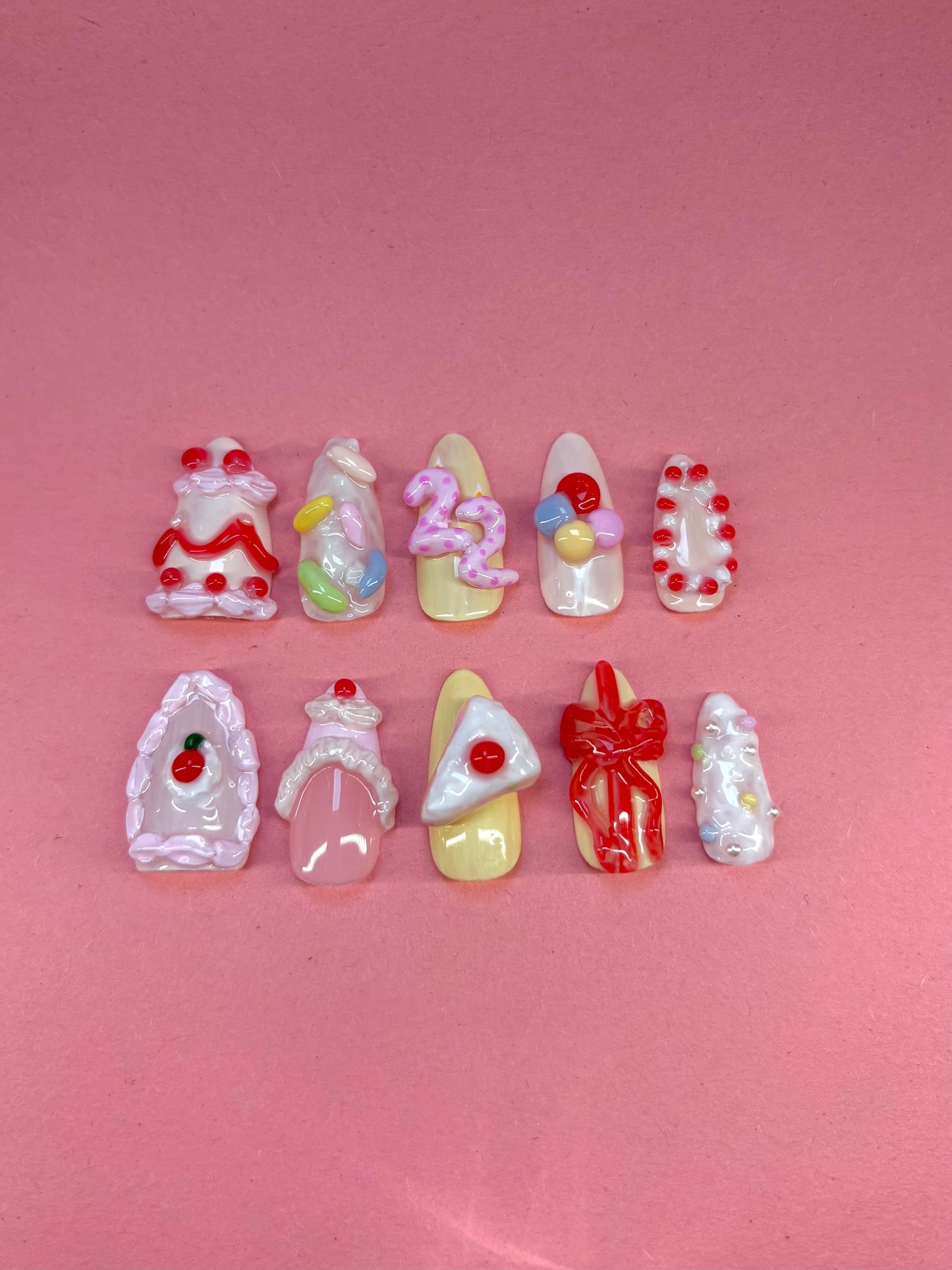 Birthday Cake Icing | Custom Candle Number Press-On Nails