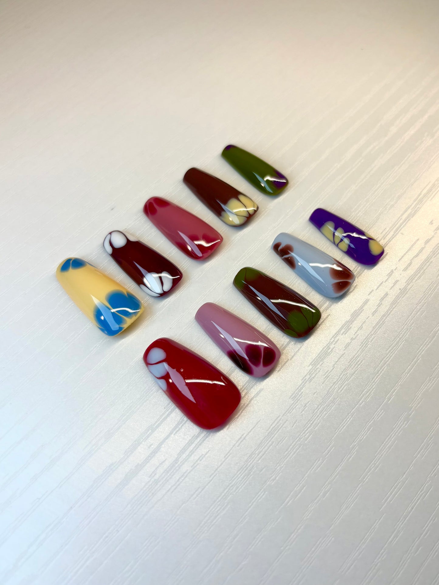 Multicolored Blooming Gel Flower Press-On Nails