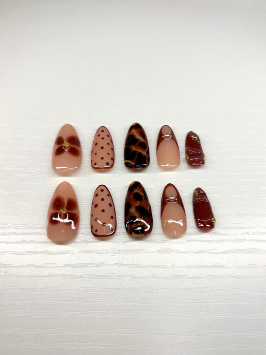 Brown Tortoise Shell Press-On Nails