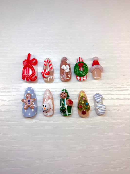 3D Christmas Press-On Nails