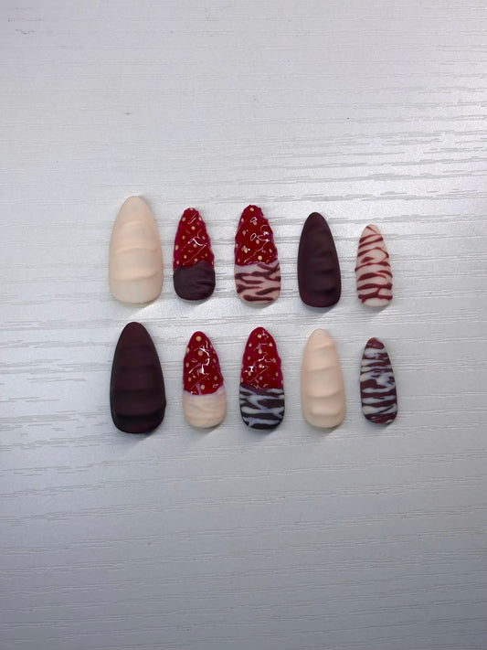 Chocolate Covered Strawberries Valentine's Day Press-On Nails