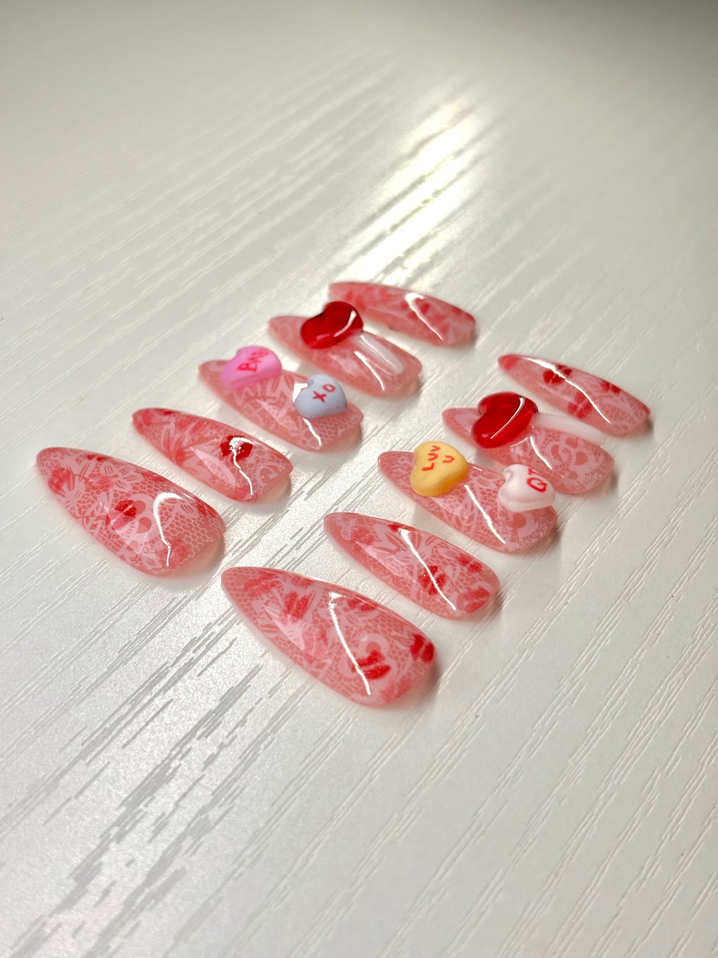 Kiss-Laced & Candied Valentine's Day Press-On Nails
