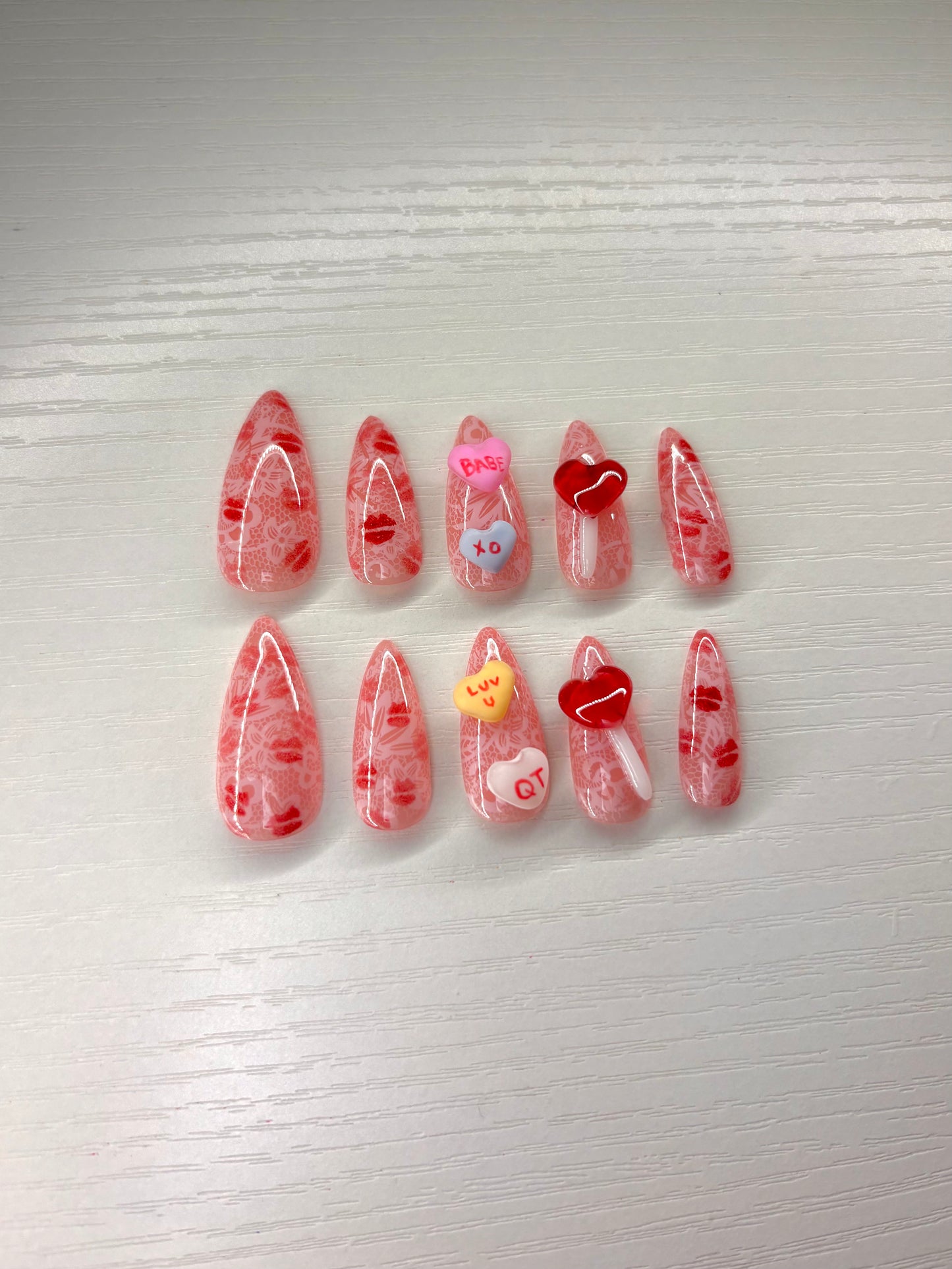 Kiss-Laced & Candied Valentine's Day Press-On Nails
